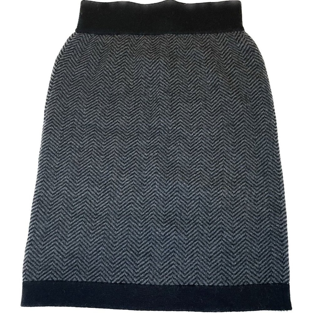 DKNY Womens Black Grey Knit Work Wear Midi Pencil Skirt Small